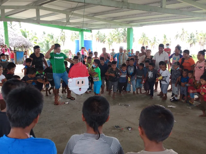Children and families gathered for the Christmas celebration